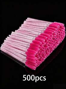 50/100/200/400/500 Pieces Of Crystal Rod Eye Black Brush, Crystal Eyebrow Brush For Eyelash Extension, Rose Red Mascara Brush With Container - Hot Pink - View 9