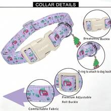 1PC Christmas Camper Van Printed Dog Collar, Soft Adjustable Pet Collar With Quick Release Buckle, Adjustable Strap And Zinc Alloy D-Ring, Festive Christmas Pet Collar For Small, Medium And Large Dogs & Cats, Holiday Gift For Boys & Girls - Pink - View 6