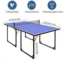Foldable Table Tennis Table,Indoor & Outdoor Portable Ping Pong Table, Multifunctional Ping Pong Table Set, Includes Net, 2 Table Tennis Bats & 3 Balls - Blue - View 6