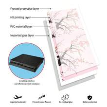 Slim Sticker Set, Pink Cherry Blossom Pattern Waterproof Scratch-Resistant Self-Adhesive Vinyl Game Console Skin, Removable No Residue Includes Full Console + 2 Controller Decorative Film - View 8
