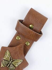 Vintage PU Leather Belt Fan Holder, Medieval Butterfly Decor Fan Storage Case, Halloween LARP Renaissance Costume Prop - A - View 7