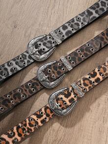 1pc Men's Belt, Vintage Western Buckle, PU Leather Strap, Embossed, Contrast Color Design, Cargo Style Style, Suitable For Daily Casual Or Pairing With Jeans - BH1242 - View 10