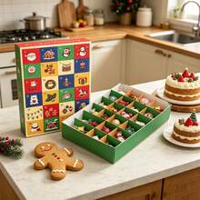 24pcs/1set New Christmas DIY Surprise Button Box, 24-Slot Christmas Advent Calendar Fun Punch Box - A - View 2