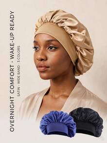 1pc/3pcs Women's Multi-Color Satin Wide-Brim Sleep Cap/Hair Turban, Suitable For Daily Use - Multicolor - View 17