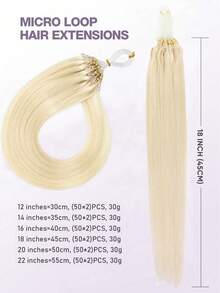 Micro Loop Hair Extensions Micro Bead Hair Extensions Nature Black 14-22inch Straight Micro Link Real Human Hair Hair Extensions Invisible Beads Thick Nano Ring Hair Extensions Silky And Smooth Easy To Wear For Daily &Halloween Costumes&Christmas - S60 - View 3