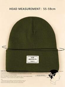 1 Lettered Women's Brimless Cap - Army Green - View 3