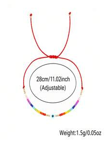 1PC Bohemian Colorful Beaded Bracelet, Adjustable Red String Friendship Bracelet, Lucky Gift - Multicolor - View 5