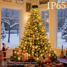 1pc 200LED Warm White Christmas Tree Waterfall Fairy String Lights, USB Powered, 8 Lighting Modes, IP66 Waterproof Hanging Lights, Suitable For Indoor Yard Tree Decoration, Christmas, Thanksgiving, Holiday Atmosphere Decoration - Christmas Waterfall Lights - View 3