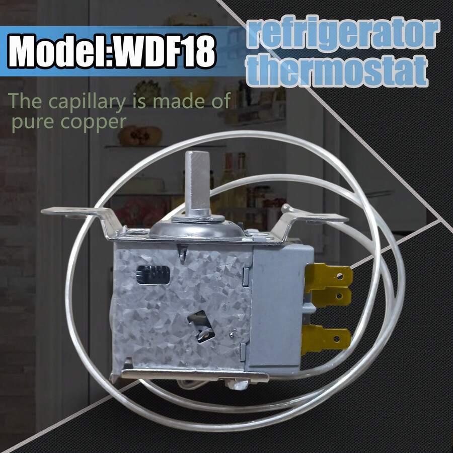 WDF18-L ترموستات ثلاجة عالمي، مفتاح تحكم درجة الحرارة الميكانيكي للمجمد، مناسب لاستبدال مفتاح تحكم درجة حرارة الثلاجة - فضي - مشاهدة 1