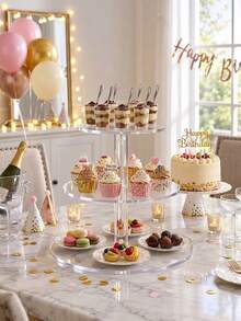 1pc 2/3/4/5 Tier Round High Transparency Acrylic Cake Stand, Detachable Dessert Display Rack, Multi-Layer Round Plate Dessert Stand, Suitable For Wedding, Wedding Banquet, Birthday Party, Afternoon Tea Break Macaron Dessert Display, Gift Box Dessert Tower Storage Rack, High Transparency Crystal Texture Thickened Pillar Detachable Assembly Multi-Layer Storage Display Rack, Christmas, Halloween, Thanksgiving, New Year Party Gathering Festival Event Decoration - View 1