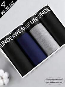 4pcs Men's Underwear, Medium Elasticity, Men's Boxer Briefs Basic Style, Fashion Gift Underwear, Men's Briefs - Multicolor - View 2