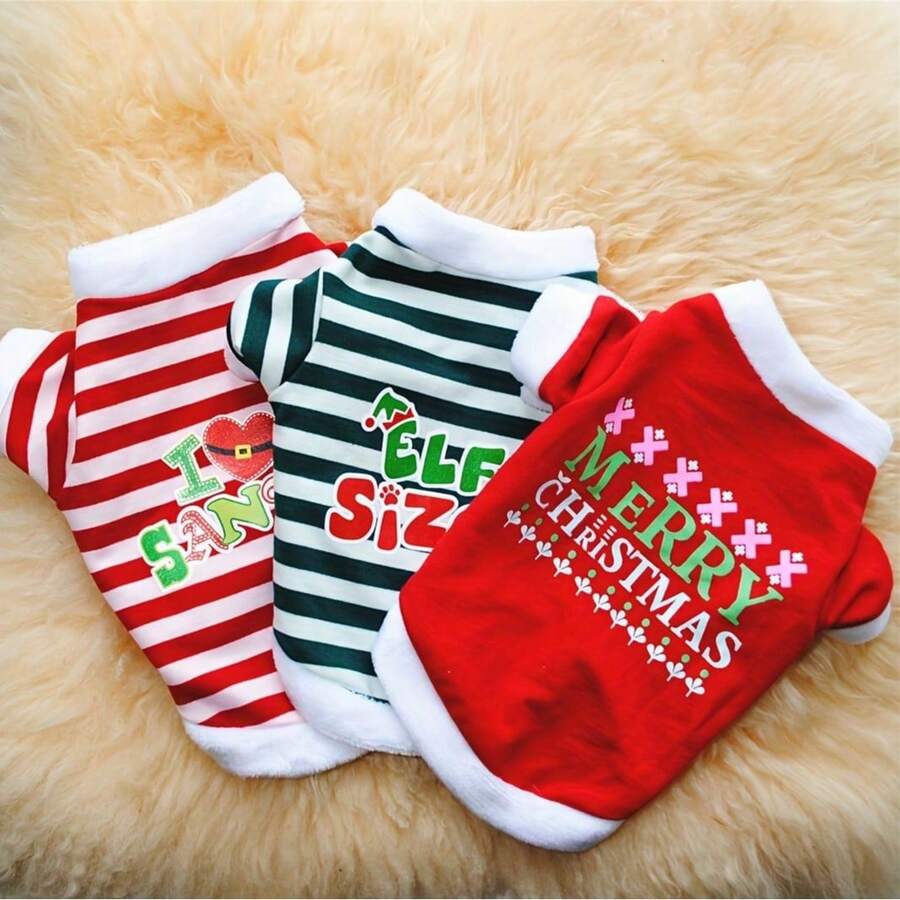 Factory Direct Christmas Holiday Essential! Dog Striped Fleece Cotton Sweatshirt, Cute Pet Fashion Hot Item, Gift Suitable For Small Dogs - Multicolor - View 1