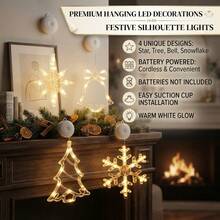 4pcs Acrylic Christmas Suction Cup Window LED Lights, 4 Styles Snowflake Bell Tree Star, Warm White & Color Changing, Battery Operated (Batteries Not Included), Indoor Window Christmas Party Holiday Decoration - 4-piece Set - View 10