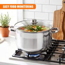 Geezy Stainless Steel Stock Pots With Glass Lids - Deep Casserole Cooking Pots With Induction Base For Gas, Electric, Ceramic & Halogen Hobs, Dishwasher Proof Cookware - View 7