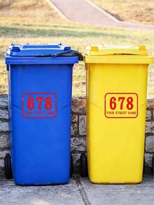Custom Trash Can Number Stickers, Personalized House Address Street Name Decals, Waterproof Trash Can Labels, Customizable Mailbox Number Decals, Outdoor Recycling Bin - Multicolor - View 9