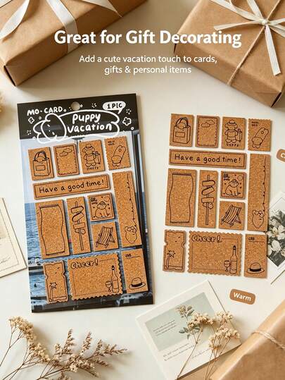 (4 Random Styles) 1pc/Pack Minimalist Line Art Cat & Dog Pattern Label Stickers, Vintage Creative Aesthetic Decals, DIY Decorative Collage Craft Materials, Holiday Gift, Personalized Scrapbook School Stationery Supplies