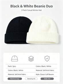 4/2/1pcs Unisex Korean Style Vintage Round Top Warm Short Beanie Knit Hat, Suitable For Autumn/Winter, Best Gift For Best Friend, Friend, Sister, Relative, Mother, Lover, Wife, Leader, Colleague, Ideal For Birthday Party, Banquet, Outing, Commute, Travel, Vacation - Multicolor - View 3