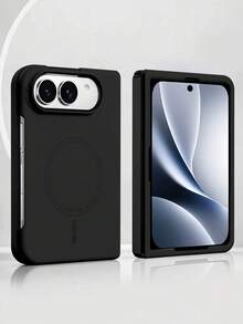 بطانية حماية مغناطيسي من السيليكون السائل بملمس الجلد متوافق مع iPhone Duo، يدعم الشحن اللاسلكي، مطفي فاخر، ناعم الملمس، صلب، مع حماية مرتفعة لعدسة الكاميرا ومقاوم للصدمات - الأسود - مشاهدة 1