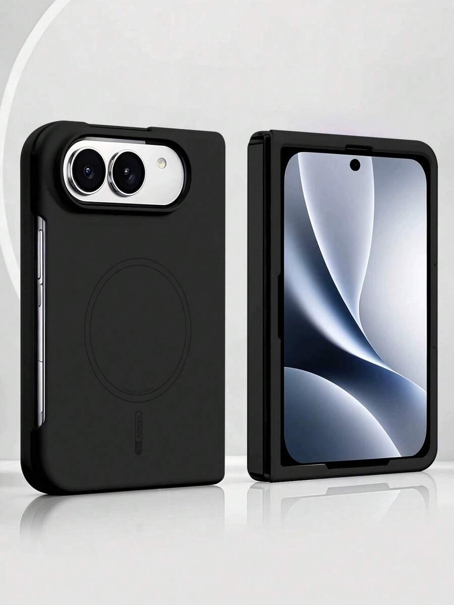 بطانية حماية مغناطيسي من السيليكون السائل بملمس الجلد متوافق مع iPhone Duo، يدعم الشحن اللاسلكي، مطفي فاخر، ناعم الملمس، صلب، مع حماية مرتفعة لعدسة الكاميرا ومقاوم للصدمات - الأسود - مشاهدة 1
