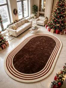 1pc Vintage Style Oval Shaped Rug, Decorative Carpet, Bedroom Decor, Small Rug, Carpet, Home Decor, Living Room Rug, Living Room Small Rug, Bedroom Rug, Living Room Home Decor - Multicolor - View 2