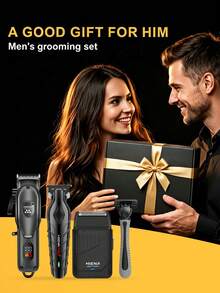 Set Alat Cukur Rambut & Pencukur Elektrik Pria HIENA, 4pcs/3pcs/2pcs/1pc (Opsional), Termasuk Alat Cukur Rambut Nirkabel Isi Ulang USB, Pemangkas Rambut, Pencukur Bolak-balik, Pisau Cukur Manual (Dengan 6 Mata Pisau yang Dapat Diganti), Baterai Lithium, Berbagai Aksesoris, Kemasan Kotak Hadiah yang Indah, Hadiah Ideal, Bodi Mini untuk Perjalanan dan Penggunaan Portabel - Hitam - View 9