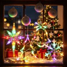 4pcs Acrylic Christmas Suction Cup Window LED Lights, 4 Styles Snowflake Bell Tree Star, Warm White & Color Changing, Battery Operated (Batteries Not Included), Indoor Window Christmas Party Holiday Decoration - 4-piece Set - View 7