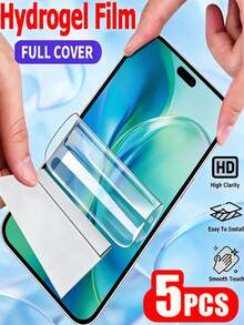 5pcs High Clear Hydrogel Full Coverage Flexible Phone Screen Protector, Compatible With IPhone 18 Pro Max 17 Pro Duo 16 Plus 15 14 13 12 11, Anti-Explosion Scratch-Resistant Bare Machine Protection Film, Self-Healing Soft Film, Non-Glass - Clear - View 10