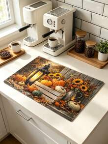 1pc Pumpkin Diatomaceous Earth Absorbent Welcome Doormat, Christmas Halloween Decorative Rug, Multi-Purpose Mat For Stove, Coffee Station, Water Dispenser Counter, Indoor/Outdoor Front Door, Kitchen Home Decor Area Floor Mat - Multicolor - View 13