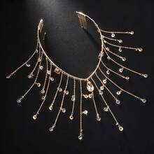Bohemian Fashion Multi-Layer Tassel Water Drop Head Chain, Shiny Jewelry Accessory For Women, Suitable For Banquet And Party - Gold - View 3