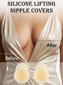 1 Pair Reusable Silicone Breast Lift Tape, Invisible Self-Adhesive Breast Pads With Breathable Holes, Push-Up Breast Enhancer For Backless Dresses - Multicolor - View 1