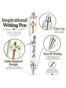 3pcs Christian Gift Set, Includes Stainless Steel Bookmark With Bible Verse (With Cross Charm), Inspirational Ballpoint Pen And Gift Box, Suitable For Men, Women, Teachers, Students And Friends As Religious Faith Gift - Christianity - View 4