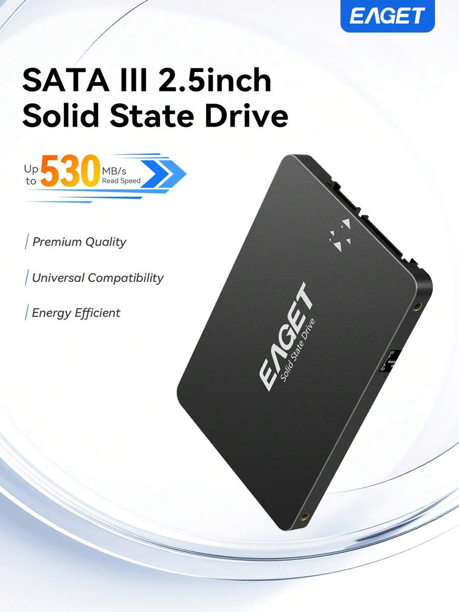 EAGET Solid State Drive Portabel, 2TB/1TB/480GB/240GB/120GB SSD Internal Solid State Drive 2,5 Inci SATA III, Kecepatan 550MB/S, Cocok Untuk Profesional IT, Kreator, dan Pengguna Harian untuk Peningkatan Memori dan Penyimpanan Komputer atau Laptop