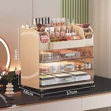 1pc Cosmetic Desktop Storage Box With Drawers, Premium Skincare, Mask, Lipstick Organizer, Large Capacity Cosmetics, Home Storage And Organization, Cosmetic Storage Box, Dressing Table Storage Box - Multicolor - View 1