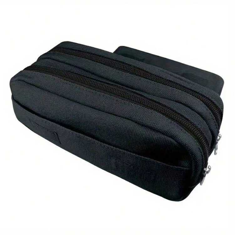 Game Console Themed Print Black Double Layer Flip Cover Pencil Case, Large Capacity Student Stationery Storage Bag, Retro Game Console Pattern Pencil Box, Unisex Gift - Multicolor - View 3