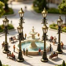 3pcs Vintage Mini Street Lamp Model, Nostalgic Street Scene Decor, Suitable For Desktop Layout And Photography Scene Decoration, No Electricity Required And No Lighting Effect - Street Light - View 4