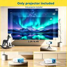 Máy chiếu mini di động nâng cấp 2026, máy chiếu rạp phim gia đình LCD tích hợp loa và lấy nét nhanh, tương thích với điện thoại thông minh, máy tính bảng, laptop, TV stick, USB, dùng xem phim, chơi game, thuyết trình, giải trí tại gia và tiệc ngoài trời - Trắng xanh dương - Xem 11