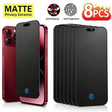 XINHONGYU 8片裝陶瓷軟膜防窺螢幕保護貼，適用於Phone 18Duo/18 Pro Max/18 Pro/17 Pro Max/17 Pro/17 Air/17/Phone 15 Pro Max/15 Pro/15 Plus/16 Pro Max/16/16e/16 Pro/16 Plus/14 Pro Max/14/14 Pro/14 Plus/13 Pro Max/13/13 Pro/12/11/XR，全曲面防窺螢幕保護貼 - 黑色 - 查看 8