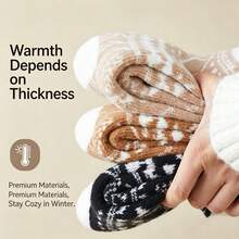 5 Pairs New Thick Warm Winter Socks, Unisex Diamond Pattern Mid-Calf Fuzzy Socks, Soft Comfortable Fabric Suitable For Outdoor And Commuting - Multiple Colors Available (Basic Style) - Multicolor - View 2