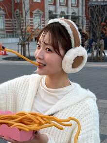 1Pc Fashion Spliced Suede‑Fur Earmuffs, Foldable Thick Warm Winter Earmuffs With Thermal Lining, Suitable For Cycling, Keep Ears Warm Against Cold - Brown - View 1