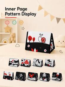 Buku Kain Cermin Stimulasi Visual untuk Bayi Baru Lahir, Desain Penyangga Segitiga, Penempatan Stabil, Cermin Lembut Memandu Bayi untuk Penemuan Diri, Tersedia Berbagai Pola Tema Seri, Pola Kontras Tinggi Melatih Pelacakan Visual, Kain Dapat Dicuci, Lembut Tanpa Tepi Keras, Mainan Edukasi Sensorik Anak Usia Dini Buku Kain untuk Bayi, Hadiah Natal Halloween - Hitam, putih, dan merah - View 9