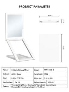 SEAMIRROR Portable Desktop Folding Storage 3-Color Fill Light LED Makeup Mirror, Beauty Mirror Gift For Women - Multicolor - View 9