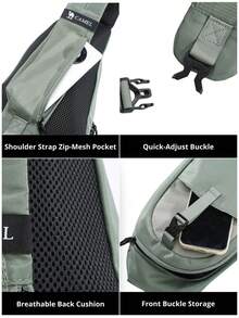 CAMEL CROWN Casual Chest Bag, Travel Portable Shoulder Bag, Crossbody Bag, Fitness Pouch, Cycling Bag, Backpack - Light Gray-green - View 7