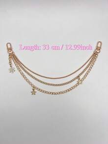 1pc Sweet Cool Style Multi-Strand Layered Chain, Sparkling Crystal Star And Snowflake Pendant Metal Waist/Pant Chain, Fashionable Draping Accessory For Jeans/Handbags/Backpacks, Streetwear Jewelry Accessory For Daily Wear - Multicolor - View 6