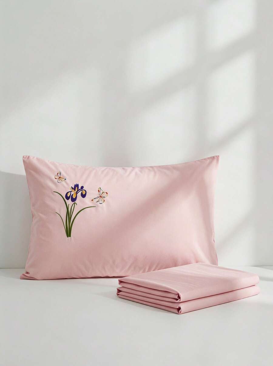 Veyra Day 2 Buah Sarung Bantal Bordir Poliester dengan Penutup Amplop, Bahan Poliester Halus dan Bernapas, Pelindung Bantal Tempat Tidur dengan Penutup Amplop (Tanpa Isian) - MultiWarna - View 1