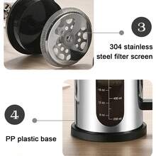Coffee Machine, French Filter Press, Used To Filter Coffee, Loose Tea And Milk Foam, Stainless Steel Filter, Heat-Resistant Borosilicate Glass - 1000ml French Press Coffee Maker - View 7