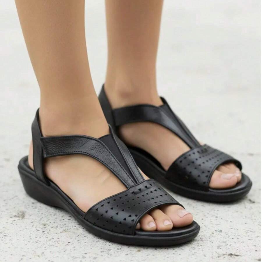 Sandalias planas de mujer Descanso - Negro - Ver 1