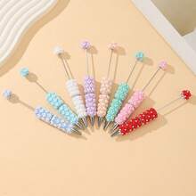 Luxury Plush Heart Handmade DIY Beaded Pen Material Kit, Holiday Gift For Teachers And Students, Party Supplies, Multi-Color Random Assortment - 5 Pieces, Random Colors - View 8