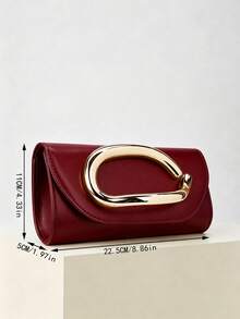 REMANLAND Vintage Solid Color Clutch, Versatile Mini Wallet, Fashion Handbag, Suitable For Weddings, Parties, Evenings, Dinners And Other Occasions - Burgundy - View 4