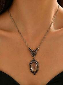 1pc Gothic Vintage Dark Subculture Magnifying Glass Pendant Necklace, Suitable For Women, Steampunk Victorian Style Monochrome Jewelry, Daily Accessory, Holiday Gift, Halloween Accessory (Please Check The Size Chart Before Purchasing) - Multicolor - View 8
