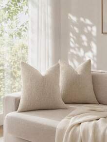 1pc/2pcs Beige (Pillow Insert Not Included) Multi-Color Textured Throw Pillow Cover, Modern Farmhouse Chenille 3D Textured Soft Cushion Cover, Suitable For Daily Bedroom, Dining Room, Bed, Sofa, Car, Decorative Pillowcase, All Seasons - Beige - View 2